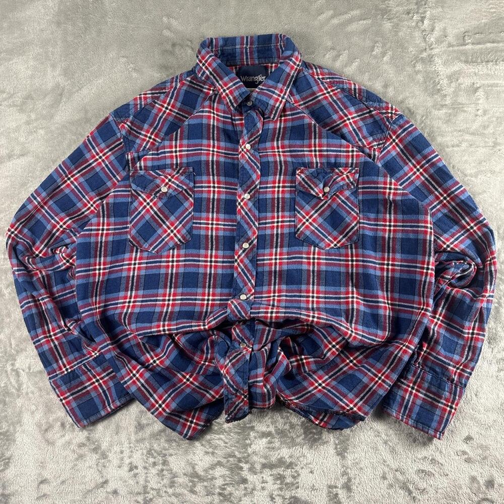 90s Vtg Wrangler Pearl Snap Button Down Shirt Plaid Cowboys Country Size 3XL.